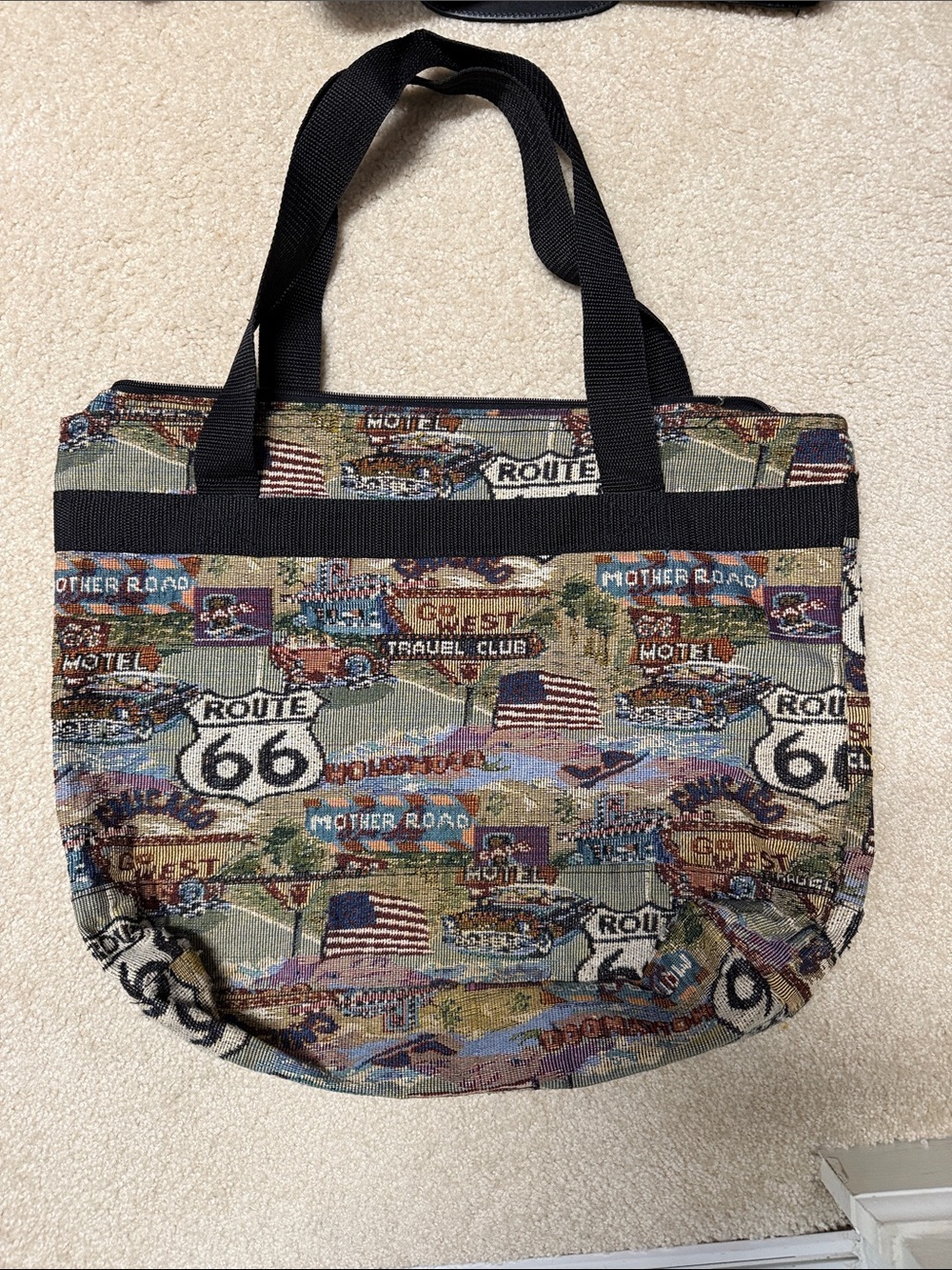 Route 66 Tapestry Travel Tote Bag - Multicolor